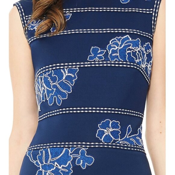 Tadashi Shoji Kitami Embroidered Sleeveless Shift Dress Blue - Picture 9 of 12